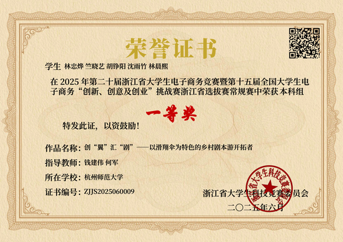 获奖证书